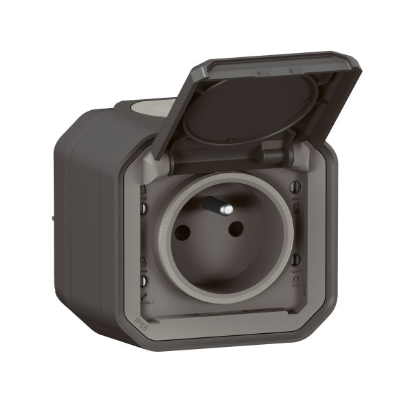 LEGRAND - Plexo New FRAP Steckdose F/B Std Steckklemmen EB, IP55, IK 08, Anthrazit