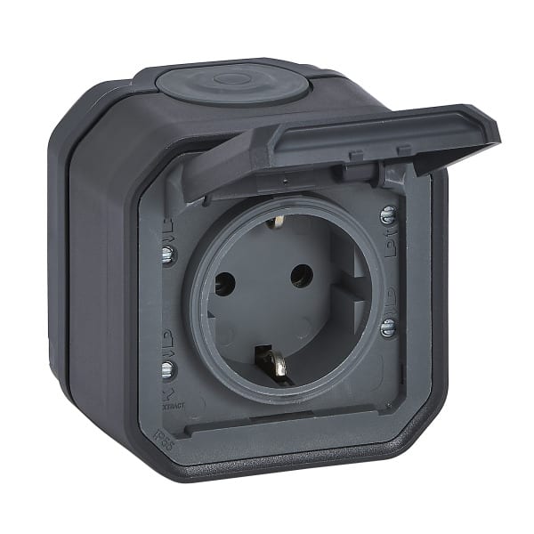 LEGRAND - Plexo New FRAP Schutzkontakt-Steckdose Steckkle EB,IP44,IK08, Anthrazit