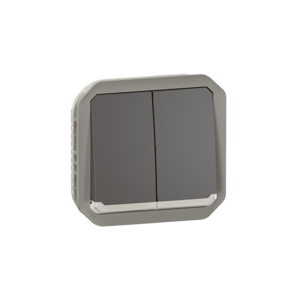 LEGRAND - Plexo New Einsatz Doppelwechselsch 10AX/Taster bel 10A, SL, IP55, IK08,Anthrazit