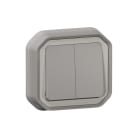 LEGRAND - Plexo New FRUP Doppelwechselschalter 10AX/Taster 10A, Steckklem, IP55 IK08, Grau