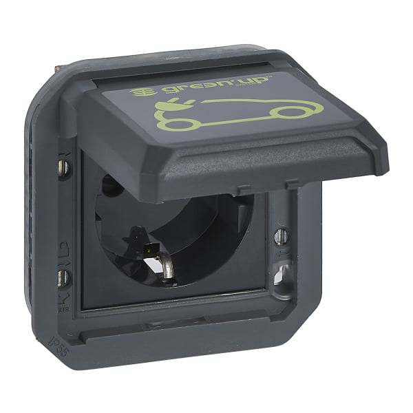 LEGRAND - Plexo New Einsatz Green'Up Schutzkontakt-Steckdose SL,EB,IP44,IK08, Anthrazit