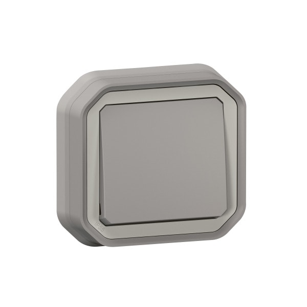 LEGRAND - Plexo New FRUP Taster 10 A, Steckklemmen (SL), IP 55, IK 08, Grau