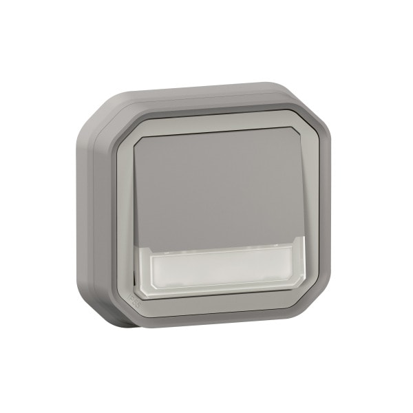 LEGRAND - Plexo New FRUP Taster Wechselkont bel, Beschriftung 10A, SL , IP55, IK08, Grau