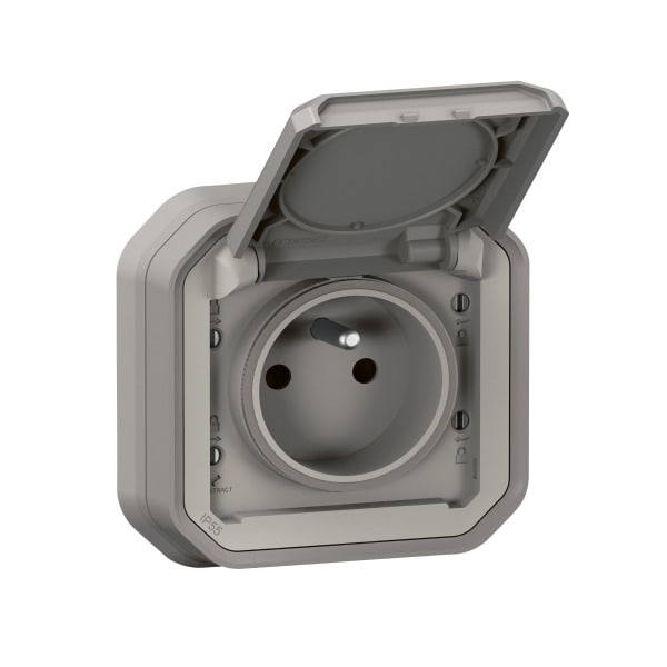 LEGRAND - Plexo New FRUP Steckdose F/B Standard Steckklemmen EB, IP55, IK08, Grau