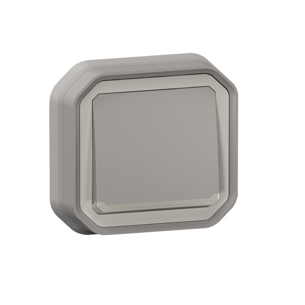 LEGRAND - Plexo New FRUP Taster beleuchtet 10 A, Steckklemmen (SL), IP 55, IK 08, Grau