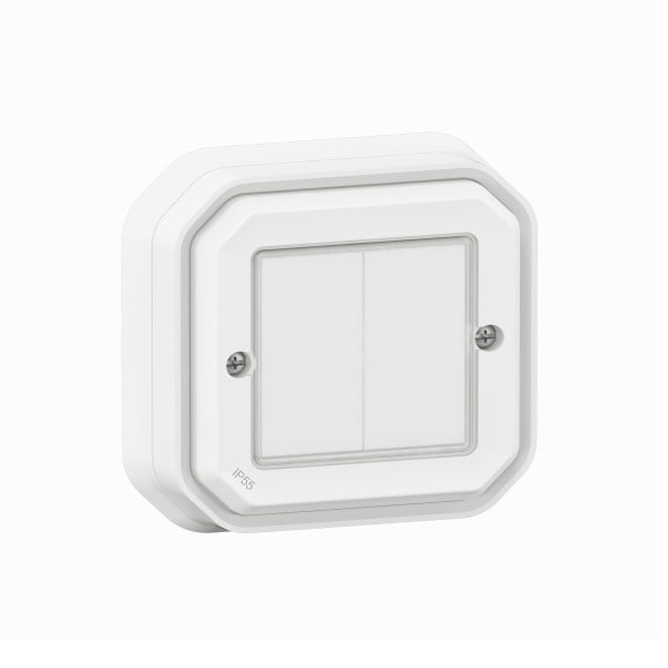 LEGRAND - Plexo New with Netatmo Wandsender Licht 2-fach, IP 55, Farbe: Ultraweiß