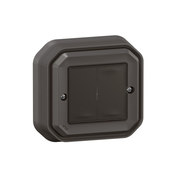 LEGRAND - Plexo New with Netatmo Wandsender Licht 2-fach, IP 55, Farbe: Anthrazit
