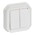 LEGRAND - Plexo New FRUP Doppelwechselschalter 10AX/Taster 10A SL , IP55, IK08, Ultraweiß