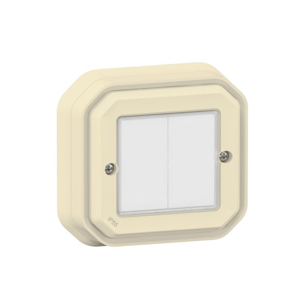 LEGRAND - Plexo New with Netatmo Wandsender Licht 2-fach, IP 55, Farbe: Beige