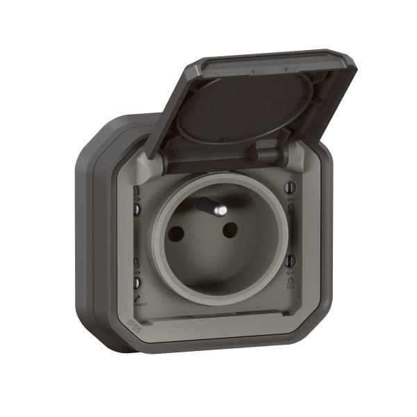 LEGRAND - Plexo New FRUP Steckdose F/B Std Steckklemmen EB, IP55, IK 08, Anthrazit
