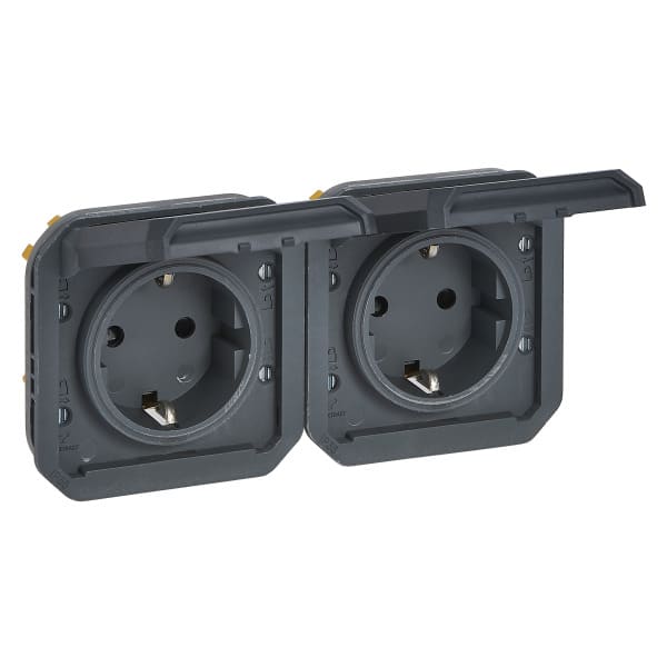 LEGRAND - Plexo New Einsatz 2-f vorverdrahtete SSDO horizontal, SL, EB,IP44IK08, Anthrazit