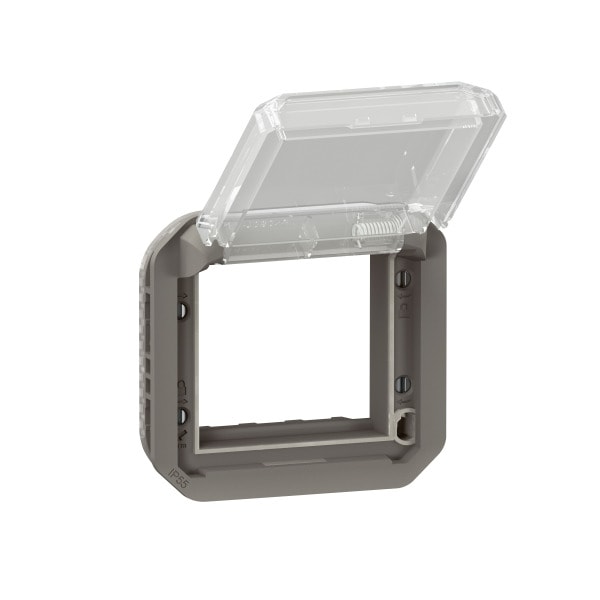 LEGRAND - Plexo New Einsatz Mosaic Adapter mit transparentem Klappdeckel Anthrazit
