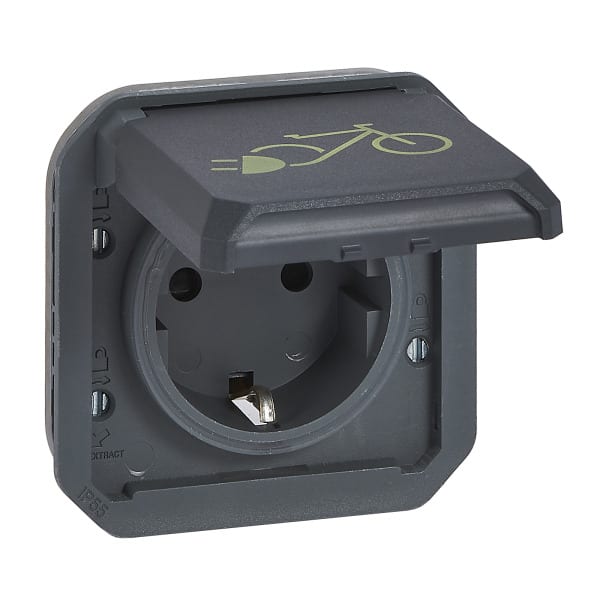 LEGRAND - Plexo New Einsatz Schutzkontakt-Steckdose Fahrrad SL,EB,IP44,IK08, Anthrazit