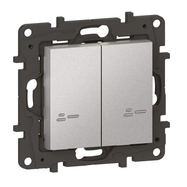 LEGRAND - Niloe Step with Netatmo Wandsender Licht 2-Fach, Farbe: Aluminium