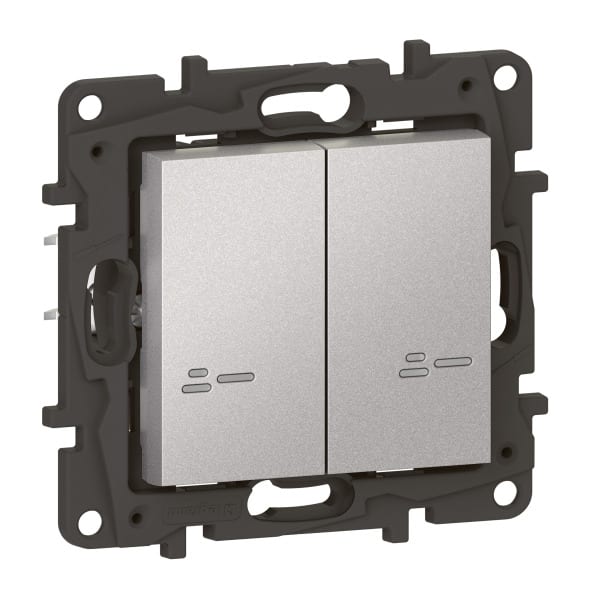 LEGRAND - Niloe Step with Netatmo Serienschalter 2 x 250W pro Kanal Farbe: Aluminium