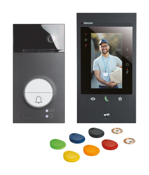 BTICINO - Flex'ONE Video-Set m. Türstation LINEA3000 Schw Classe 300EOS with Netatmo Schw.