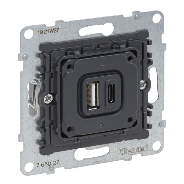 LEGRAND - SEANO Einsatz 2-fach USB-Ladesteckdose Typ A+C mit Ladestrom 3 A bei 5 V
