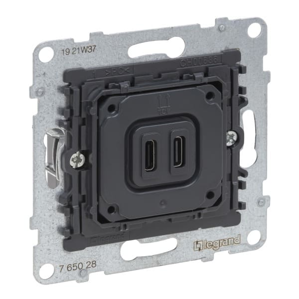 LEGRAND - SEANO Einsatz 2-fach USB-Ladesteckdose Typ C+C mit Ladestrom 3 A bei 5 V