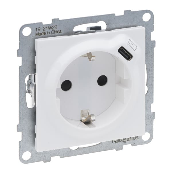 LEGRAND - SEANO Schuko-Steckdose + USB-C mit Steckklemmen, Farbe: Ultraweiß