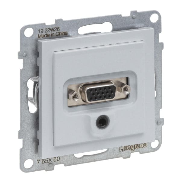 LEGRAND - SEANO HD15 Anschlusseinheit + 3 mm Jack, inkl. Abdeckung, Schraubklemmen, AL