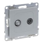 LEGRAND - SEANO Einzeldose TV-SAT für 2 Kabel und HD-TV in der Farbe Aluminium lackiert