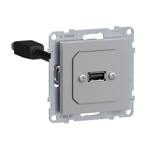 LEGRAND - SEANO USB-Datendose mit Kabel, USB 3.0, Kabellänge: 15 cm, inkl. Abdeckung, AL