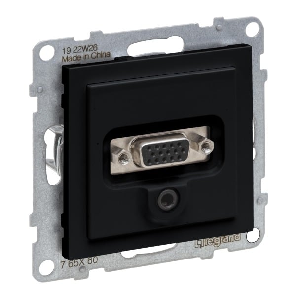 LEGRAND - SEANO HD15 Anschlusseinheit + 3 mm Jack, inkl. Abdeckung, Schraubklemmen, SW