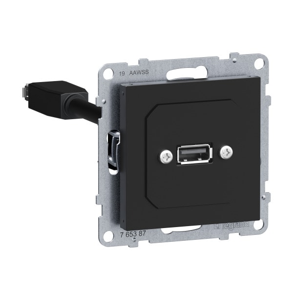 LEGRAND - SEANO USB-Datendose mit Kabel, USB 3.0, Kabellänge: 15 cm, inkl. Abdeckung, SW