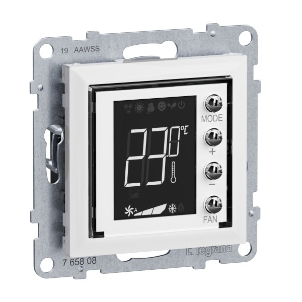 LEGRAND - Seano MyHome Thermostat mit Display inkl. Abdeckung in der Farbe Ultraweiß