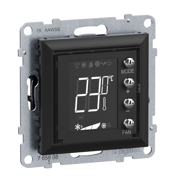 LEGRAND - Seano MyHome Thermostat mit Display inkl. Abdeckung in der Farbe Schwarz