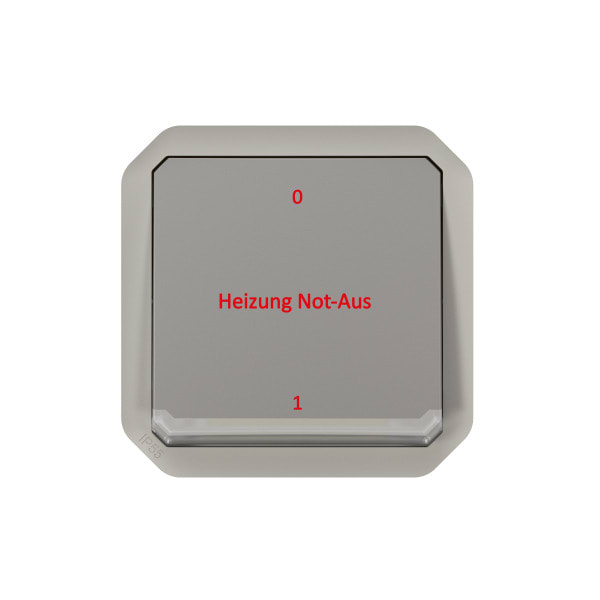 LEGRAND - Plexo New Einsatz 2-poliger Schalter 10 AX, SL, NOTAUS, IP 55, IK08, Grau