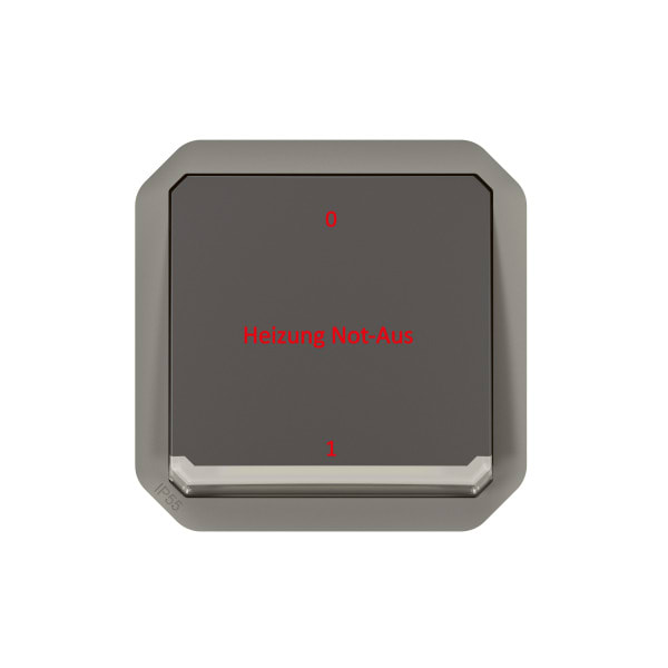 LEGRAND - Plexo New Einsatz 2-poliger Schalter 10 AX, SL, NOTAUS, IP55, IK08, Anthrazit