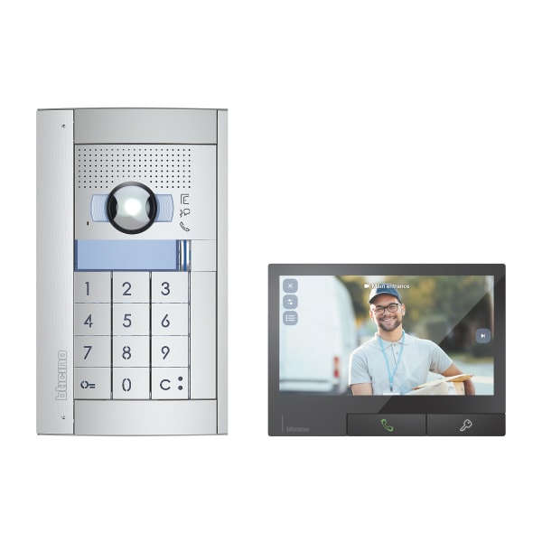 BTICINO - Flex'ONE Video-Set mit Türstation SFERA inkl. Codelock + CLASSE300X Dark