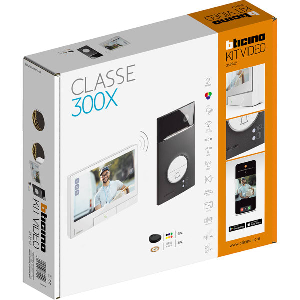 BTICINO - Flex'ONE Video-Set mit Türstation LINEA3000 Sw (1/2 Ruftasten)+CLASSE300X Light