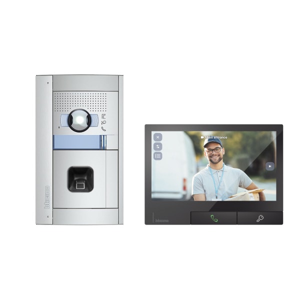BTICINO - Flex'ONE Video-Set mit Türstation SFERA inkl. Fingerprint + CLASSE300X Dark