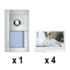 BTICINO - Mehrfamilienset SFERA Allmetal (4 Ruftasten)+4 Video-Innenst CLASSE 300X Light