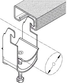 DIETZEL - Kabelschelle, für Ø 52-56 mm, C-Profil, Schlitzweite 18/22 mm, 94 mm, verzinkt