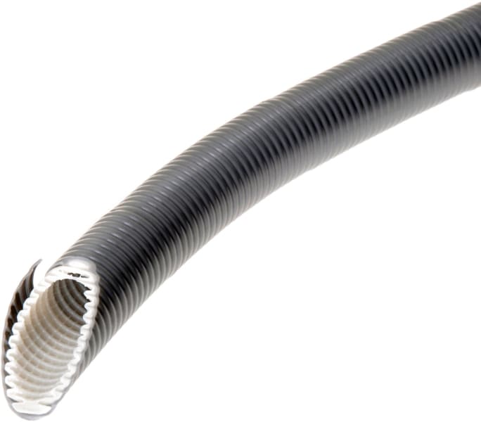 DIETZEL - PVC-Panzerrohr, Ø32mm, Kunststoffmantel, biegsam, mittel, Turborillen, grau, 25m