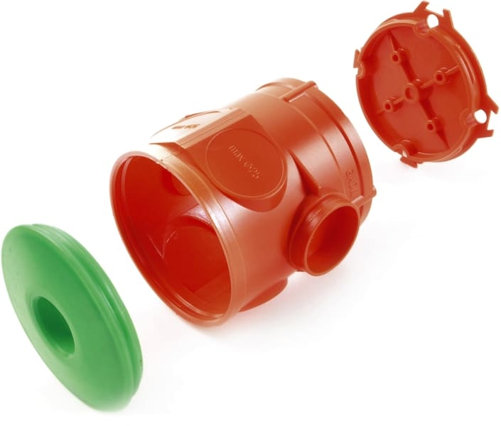 DIETZEL - PE-Betonbau-Geräteabzweigdose-Set, halogenfrei, orange/grün