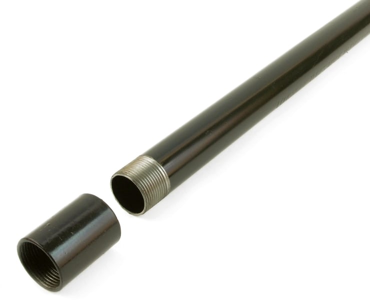 DIETZEL - STAPA-Gewinderohr, Ø 25 mm, starr, pulverbeschichtet, schwarz, inkl. Muffe,, 3 m