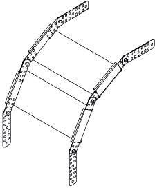 DIETZEL - Rinnenvertikalbogen, 100x30x280 mm, inkl. 2x KLR, sendzimir-feuerverzinkt