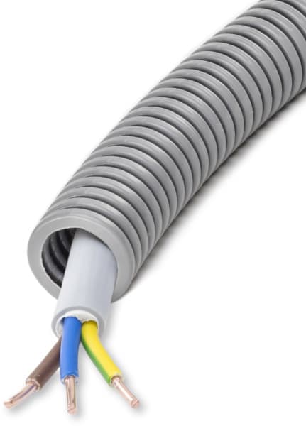 DIETZEL - PVC-Panzerflexrohr,Ø20mm,biegs.,mittel,Turborillen,vorverdr.,YM 3x2,5mm²