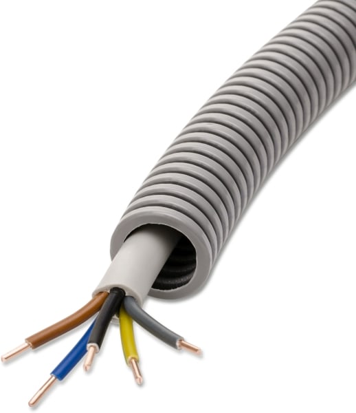 DIETZEL - PVC-Panzerflexrohr,Ø25mm,biegs.,mittel,Turborillen,vorverdr.,YM 5x2,5mm²