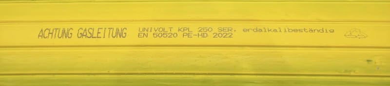 DIETZEL - PE-Kabelabdeckplatte,gelb,250x1000mm,Achtung Gasleitung-Wienenergie-Gasnetz,gelb
