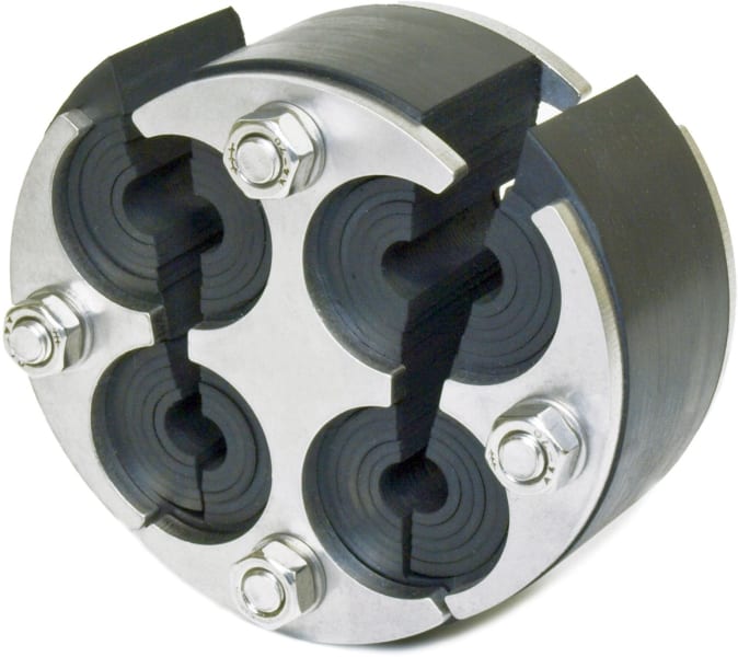 DIETZEL - Ringraumdichtung,Ø100mm,Segmentring,4 Durchg./Ø8-30mm,40mm Dichtbreite,V2A/EPDM