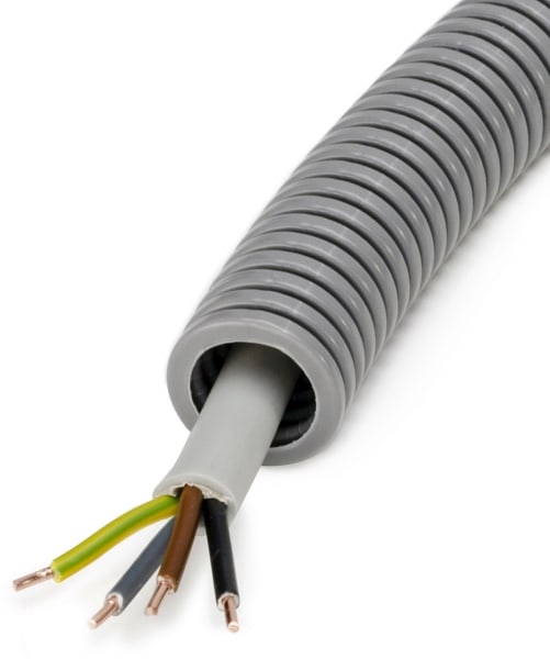DIETZEL - PVC-Panzerflexrohr,Ø20mm,biegs.,mittel,Turborillen,vorverdr.,YM 4x1,5mm²