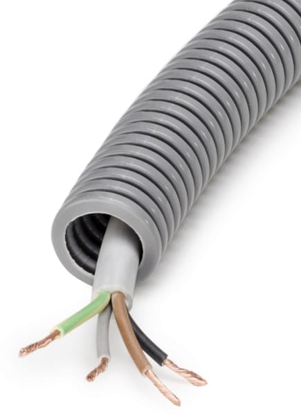 DIETZEL - PVC-Panzerflexrohr,Ø20mm,biegs.,mittel,Turborillen,vorverdr.,YML 4x1,0mm²