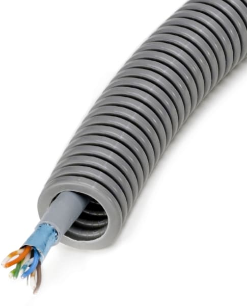 DIETZEL - PVC-Panzerflexrohr,Ø20mm,biegs.,mittel,Turborillen,vorverdr.,CAT5/LAN 200