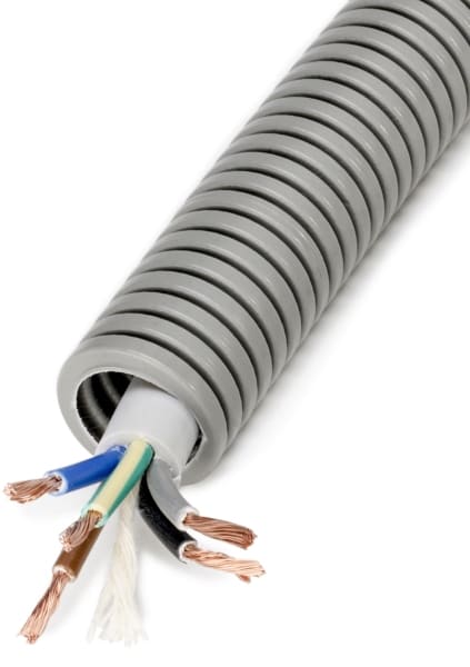 DIETZEL - PVC-Panzerflexrohr,Ø25mm,biegs.,mittel,Turborillen,vorverdr.,YMM 5x2,5mm²
