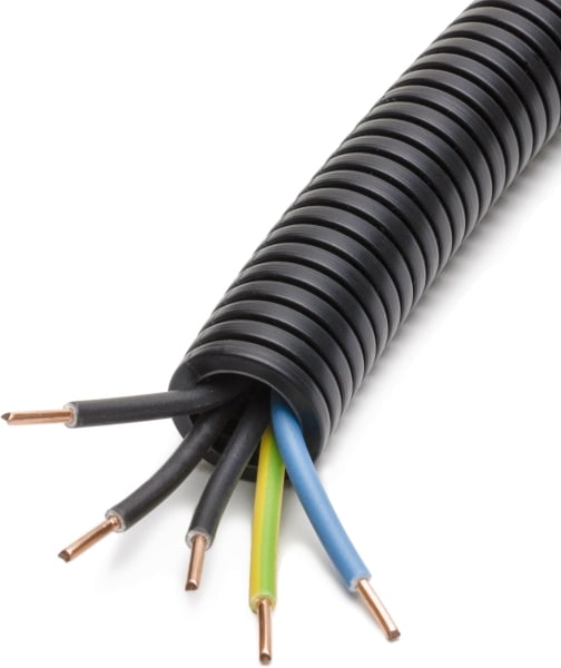DIETZEL - HFT-Panzerflexrohr,Ø20mm,biegs.,vorverdr.,halogenfr,H07Z1-U 5x2,5mm² 3xbl,ge/gn